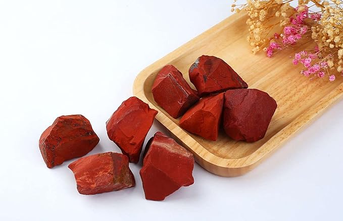 LAIDANLA Red Jasper 2" Natural Rough Stones Crystal Large Raw Crystals Bulk Healing Gemstones for Reiki Healing Tumbling Fountain Rocks Wire Wrapping Decoration Cabbing Lapidary 4PCS 0.55lb