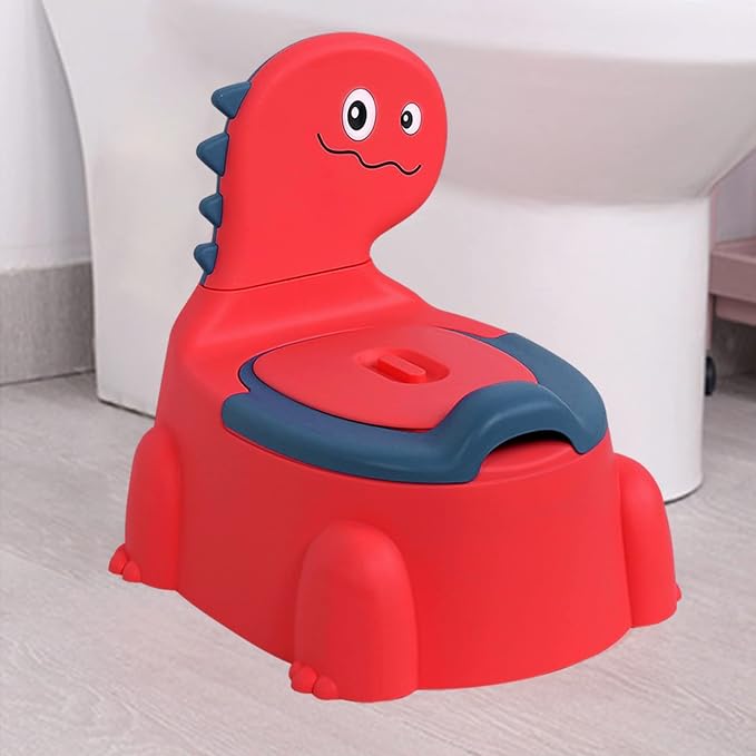 Potty Training Toilet, Dinosaur Potty Training Toilet Seat, Separated Dinosaur Training Potty for Toddlers with Non-Slip Rubber Mat Backrest, Portable Potty Chair for Boys and Girls Travel