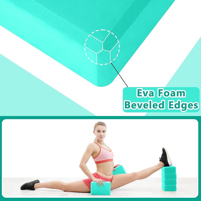 Honoson 20 Pcs Yoga Blocks Bulk 9''x6''x3'' High Density EVA Foam Blocks for Exercise Pilates Meditation, Lightweight Non-slip Surface, Improve Strength Balance Flexibility