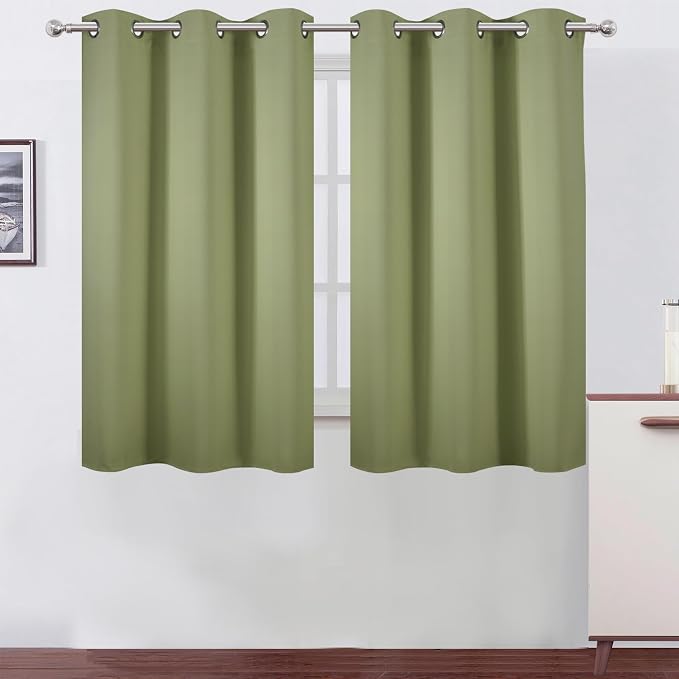 LEMOMO Sage Green Blackout Curtains/38 x 54 Inch/Set of Two Panels Grommet Living Room Curtains