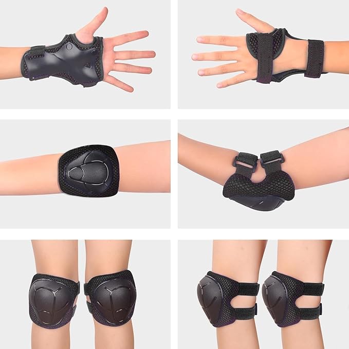 Kids/Youth Knee Pads and Elbow Pads Set with Wrist Guard 3 in 1 Kids Protective Gear Set for 3-14 Years for Skateboarding, Skiing, Cycling, BMX Biking, Running, Scooter