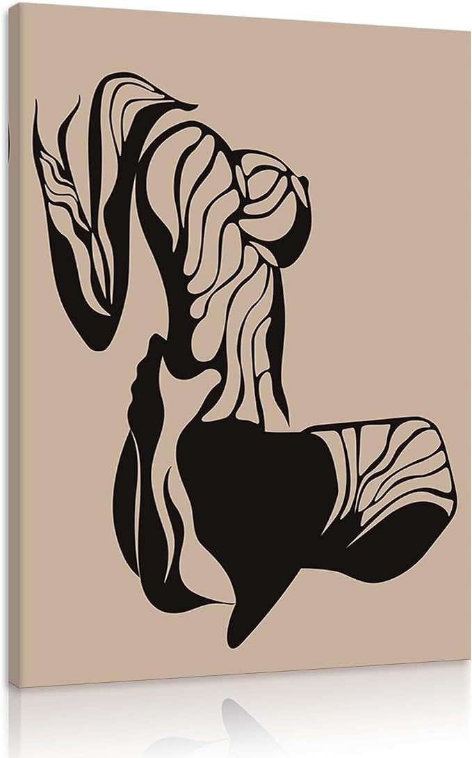Yeesjoee Large Abstract Sexy Line Wall Art, Female Body Outline Canvas Prints, Minimalist Modern Elegant Nude Decor, Woman Portrait Pictures for Living Room Bedroom Home Decoration, 28x44 in Framed