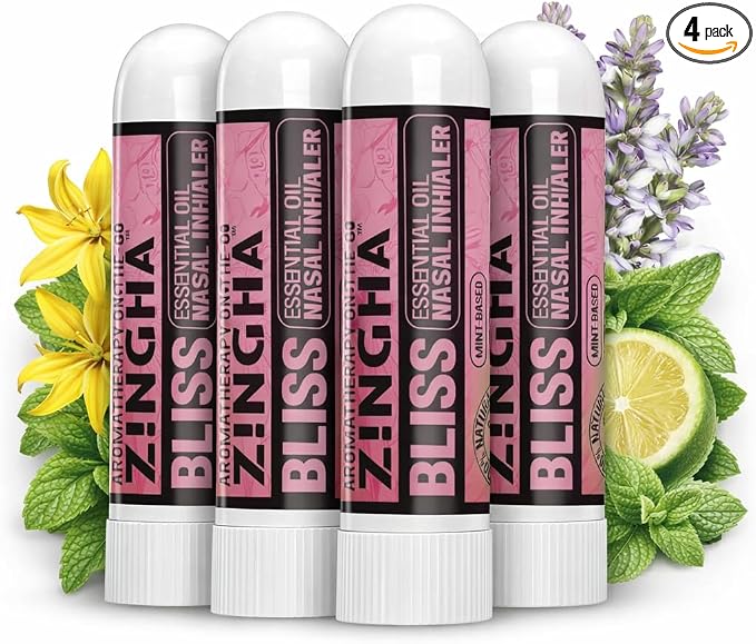 Z!NGHA Natural Aromatherapy Nasal Stick Boost Focus & Enhance Breathing | Portable Sinus Relief & Relaxation Nasal Inhaler Stick | Essential Oil Blend for Stress and Congestion (Bliss)