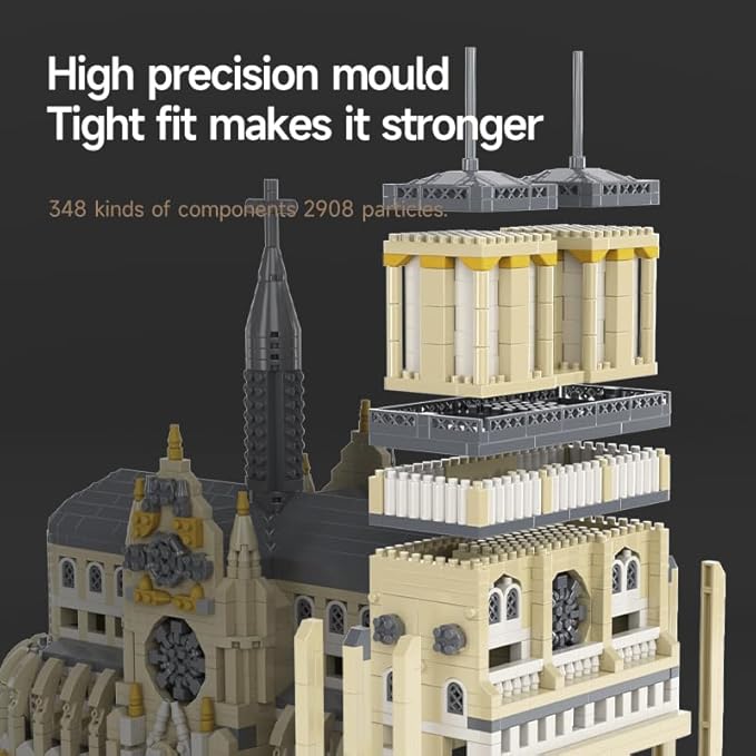 Notre Dame de Paris Micro Brick Building Set (2908 Pieces) – Landmark Model Educational Toy Gift for Kids and Adults