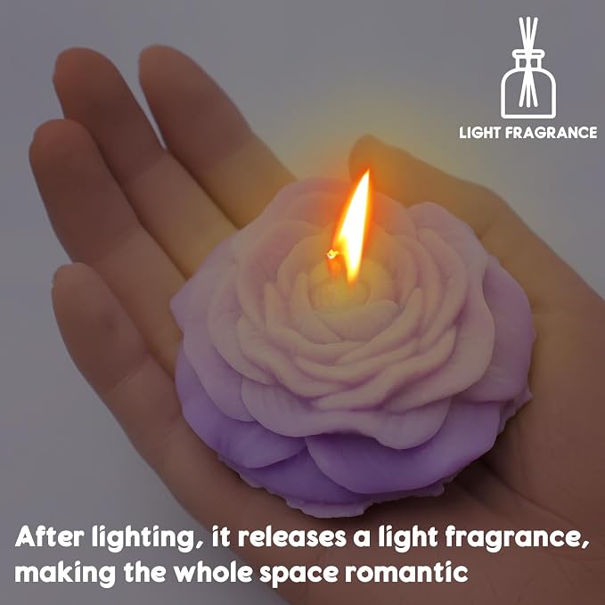 3 Colors Peony Flower Shaped Low Temperature Candles Soy Wax Low Temperature Candle Used for Romantic Night Decoration