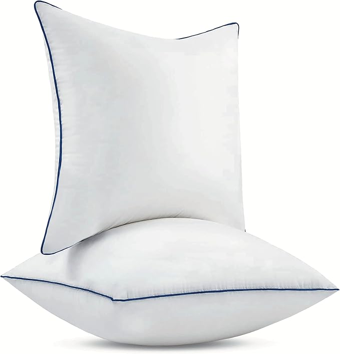 22x22 Inch Pillow Inserts Set of 2-100% Cotton Cover, Square Decorative Throw Pillows for Couch, Sofa, Chair, or Bed (2 Pack, 22x22 Inch) | 100% Premium Polyester Fill, Fluffy & Soft with Comfy Support - White Decorative Cushion Inserts for Couch, Sofa...