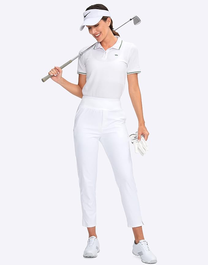 YYV Women's Golf Pants High Waist Stretch Ankle Pants with Pockets | Work Ankle Pants, Dress Pants with 4 Pockets, For Yoga Business Travel Casual