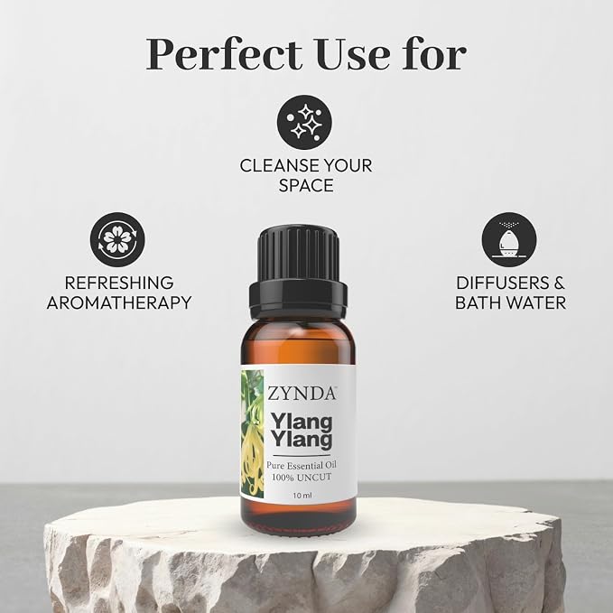 Ylang-Ylang Essential Oil – 100% Pure & Natural | Premium Ylang Ylang Oil for Diffuser & Skin | Uncut • Raw • Very Potent Floral Aromatherapy Essential Oils for Relaxation & Self-Care - 10ML