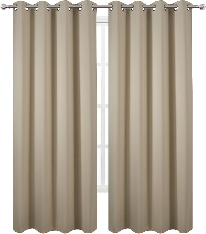 LEMOMO Blackout Curtains 52 x 120 Inch Long Beige Curtains Set of 2 Panels Room Darkening Curtains for Bedroom and Living Room