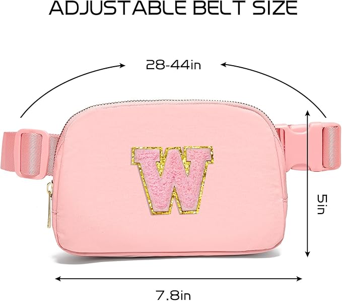 Gitus Customizable Gifts for Girls Age 6-8 8-10 Belt Bag Fanny Pack with Initial for Girls Birthday Gifts for Teenager Girls Teen Girl Gifts Trendy Stuff （Light Pink-W）