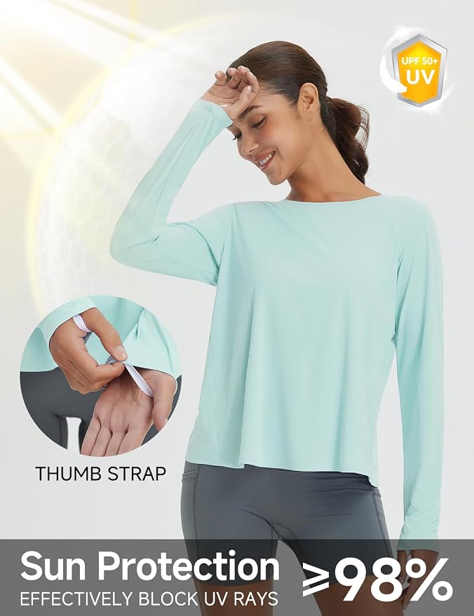 baleaf Women's Long Sleeve Workout Tops Running Sun Shirts Split Back | UPF 50+, Quick Dry, Lightweight, Breathable, Moisture-wicking, SPF, UV, for Athletic, Gym, Hiking, Tennis, Outdoor