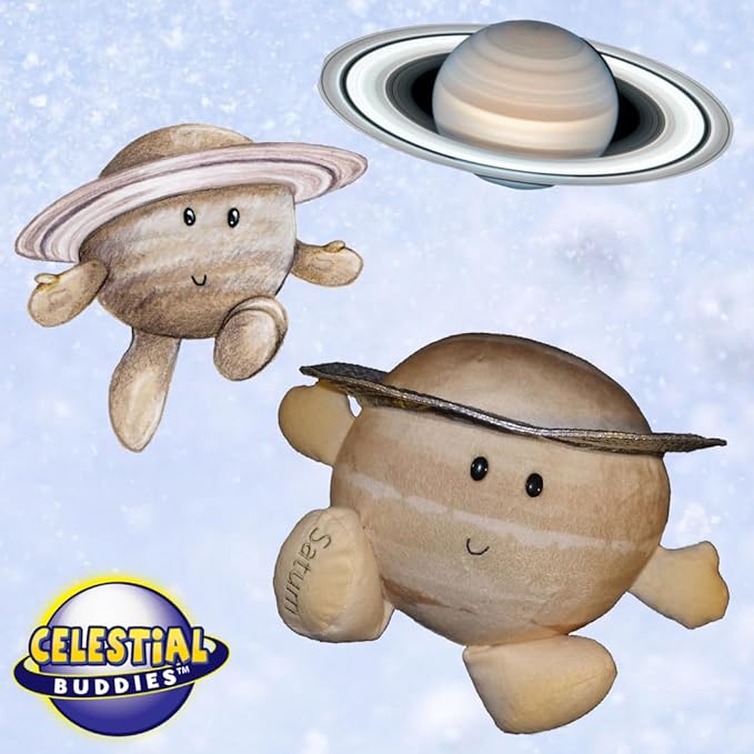 Celestial Buddies Saturn Buddy | 10" Soft Stuffed Plush, Embroidered Features, Fun Planet Facts Tag for Kids – STEM Learning, Educational Gift, Classroom & Homeschool Science Space Astronomy | 0+