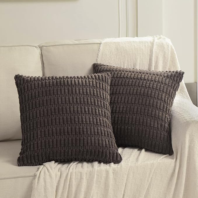 Fancy Homi 4 Packs Decorative Throw Pillow Covers for Living Room Couch Bed, Modern Farmhouse Boho Home Décor Accent Cushion Case, 24" x 24", Dark Brown