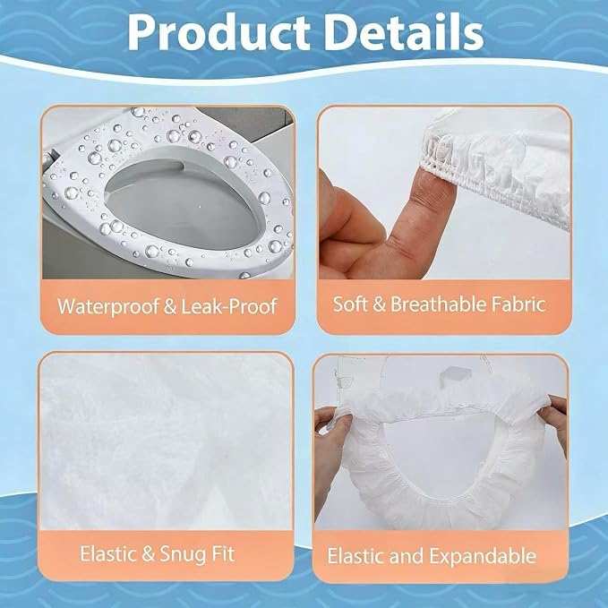 Disposable Toilet Seat Covers,1000PCS. Waterproof Non-Woven Fabric, Individually Wrapped, Portable for Travel, Hotel, Hospital, Public Toilet (White)