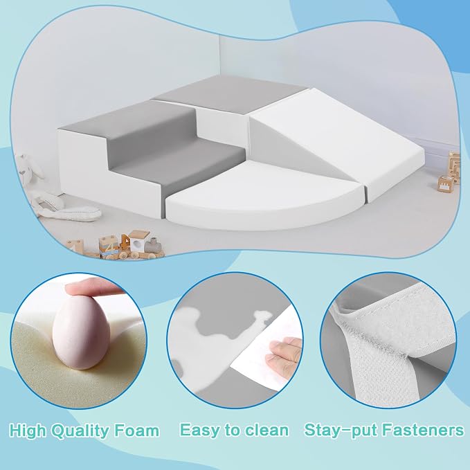 TODIBY Foam Blocks Climbing for Kids: Toddler Toys for Indoor and Outdoor Fun - Soft PU Leather Play Structure for Crawling and Sliding - Ideal for Playhouse and Play Gym Activities