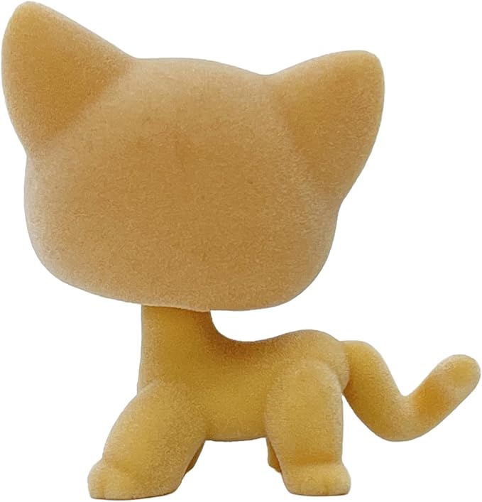 Custom Flocked Pet Shop Toy Fuzzy Animal Figure Short Hair Cat Kitty Kitten Deer OOAK (Yellow #1962)