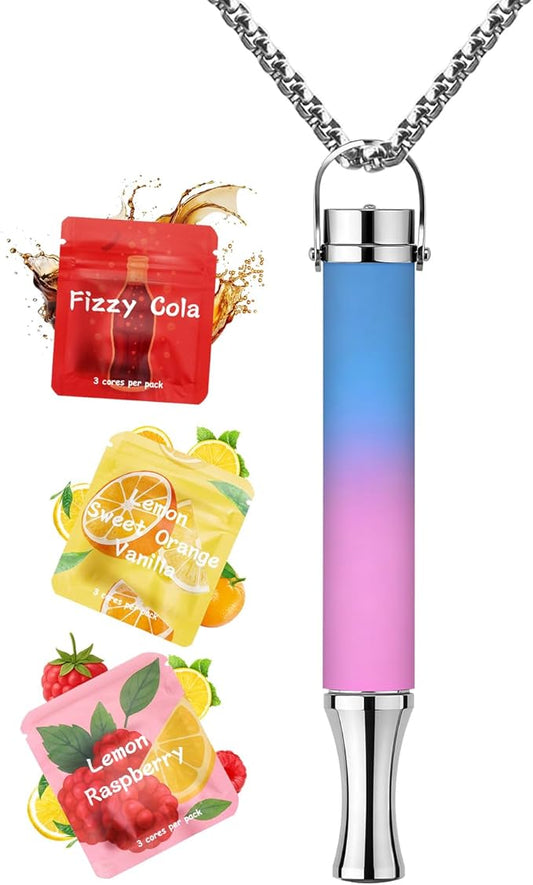 ASTOFLI Breathing Necklace For Anxiety Adults - Adjustable Air Outlet Breathe Necklaces With Flavored - Breath Free Stress Relief Device With Flavor - Meditation Gifts For Women Men