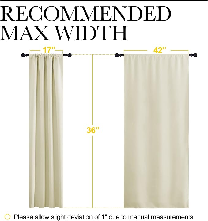 NICETOWN Kitchen Curtains, Short Blackout Curtains & Drapes, Small Window Draperies for Dining Room, Cupboard (Beige, 42 in x 36 in (W x L), Set of 2)