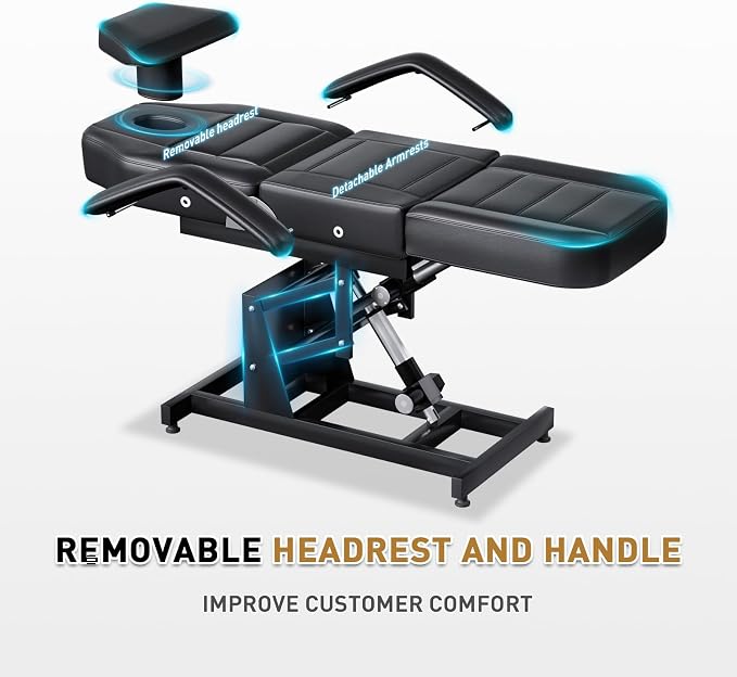 Fully Electric Lift Professional Massage Table with 3 Molds for Esthetician, Physical Therapy Table with Adjustable Backrest & Legrest Treatment, Physical Therapy, Spa, Professional Massage, Tattoo