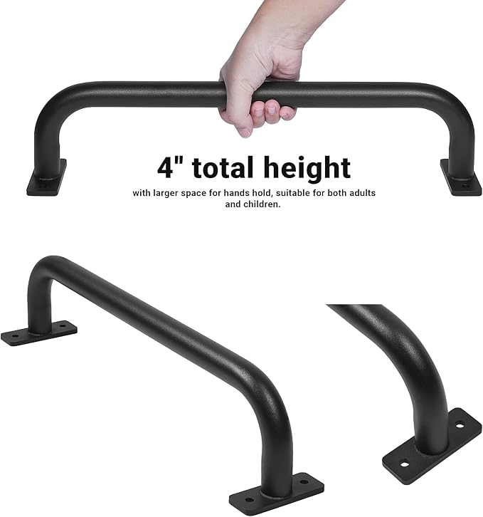 ESPETS 17 Inch 6 Pieces Black Metal Safety Handles for Playground - Swing Set Accessories Grab Handles, Playset Hand Grips, Indoor Monkey Bars for Jungle Gym, Playhouse, Climbing Frame