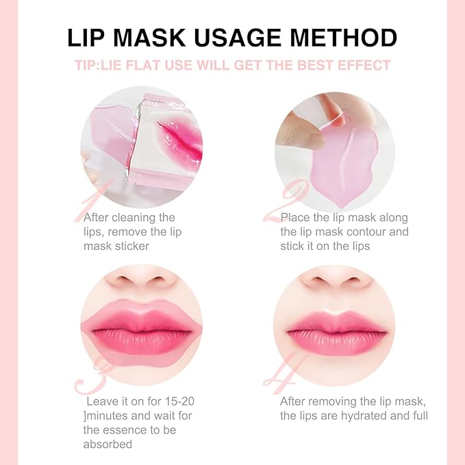 MEICOLY 30 Pads Lip and Eye Mask Sheet,Moisturizing Under Eye Mask Gel Crystal Collagen Anti-Aging Eye Patches Dark Circle Remover with Box,Pink