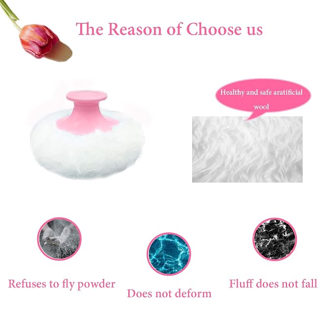 Body Powder Puff and Container for Dusting Powder, Women Powder Puff and Powder Case for Bath and Travel (Light Pink)