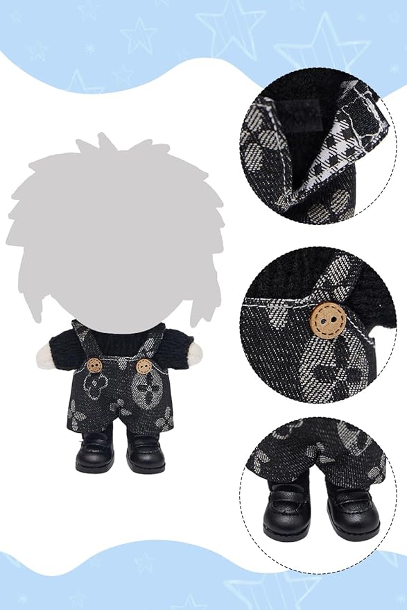 17cm Dolls Clothes 5 Pcs Set Plush Doll Outfits Sweater Pants Hat Glasses Shoes Clothing Accessories Set No Doll