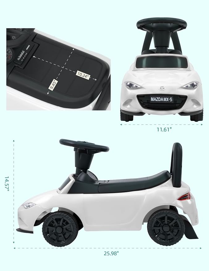 HEIMILI Kids Push Car,Foot-on-Floor Toy, Ride-On Toy with Anti-Slip Wheels, Bumper Guards for Fun & Safety (White)