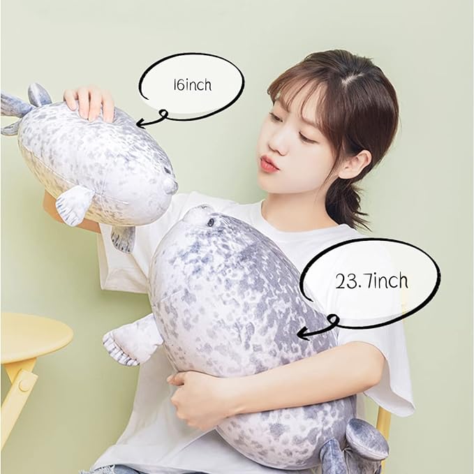 16 inch Cute Seal Plush Pillow: Soft Stuffed Animal Toy,Chubby Blob Seal Plushie for Boys Girls, Room Decor Hugging Pillow for Bed and Sofa Chair, Kids Gifts for Birthday,Valentine,Christmas