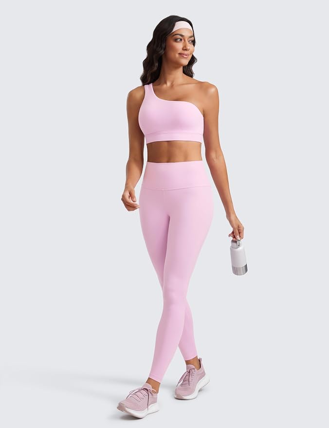 CRZ YOGA Butterluxe One Shoulder Sports Bras for Women - Sleeveless One Strap Low Impact Asymmetrical Workout Yoga Tops