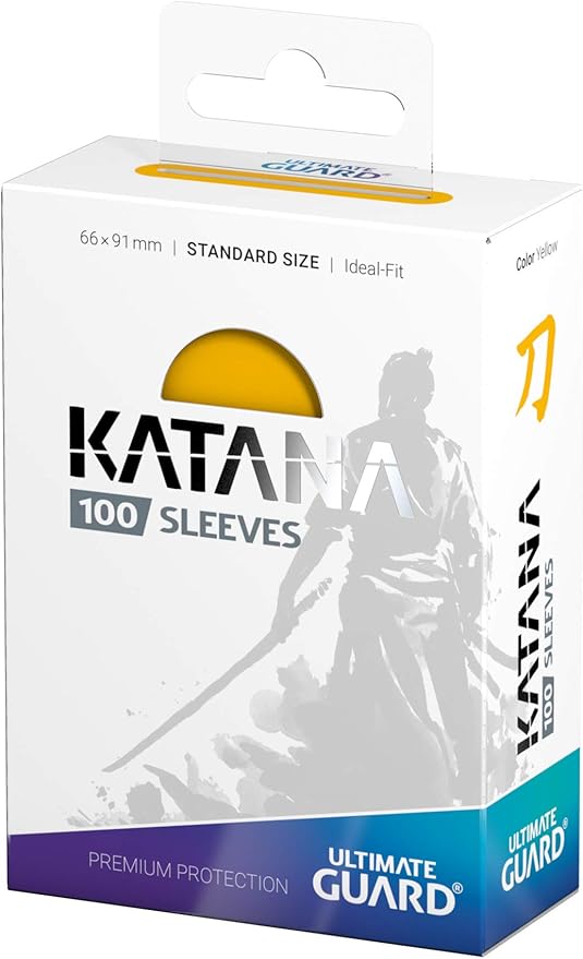 Ultimate Guard Katana Card Sleeves: 100 Standard Size TCG Sleeves, 66 x 91mm, Yellow Back, Tournament Quality, No PVC & Acid-Free, High Clarity