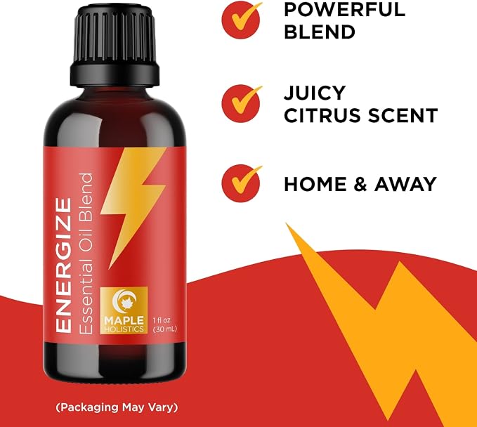 Maple Holistics Essential Oil Set - Breathe Chill and Energize Essential Oil Blends for Diffuser Aromatherapy and Baths - Relaxing Essential Oils for Diffusers for Home