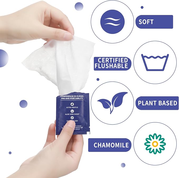 400 Pcs Butt Wet Wipes for Women Individually Wrapped Wipes for Women Man Travel Hand Face Body Cleaning Adults Bathroom Toilet Daily Use(Blue)