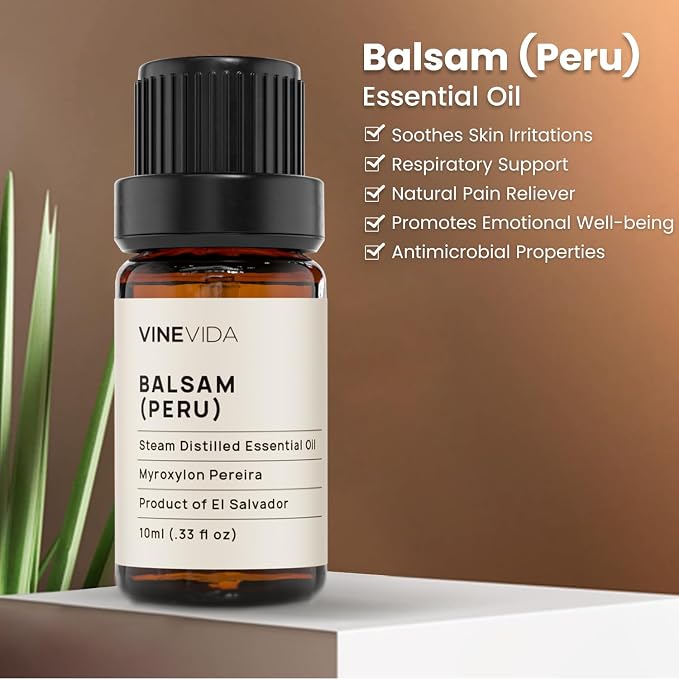 VINEVIDA Balsam Peru Essential Oil 10 mL - Undiluted Candle Oil Scent for DIY Candlemaking and Soap Making