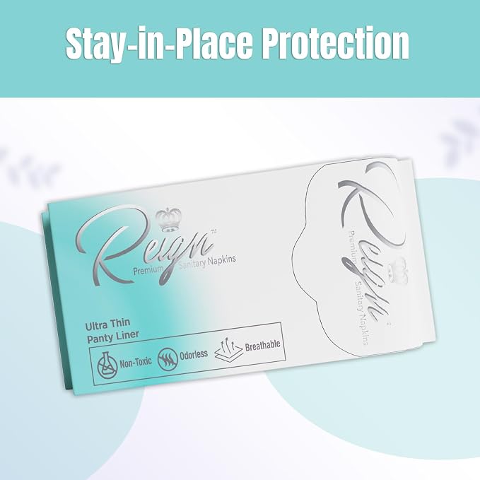 Reign Ultra Thin Panty Liners, Menstrual Sanitary Napkins for Women, Women's Period Pads (30 Count)