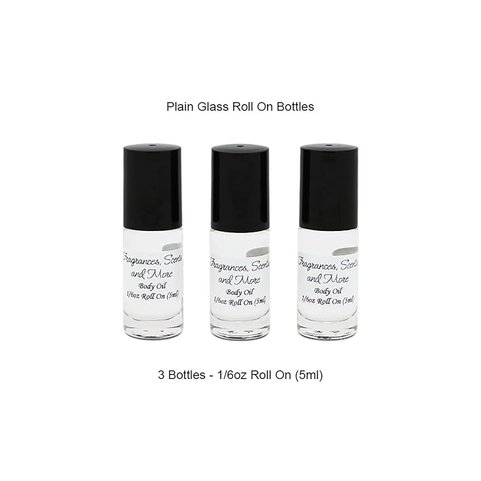 Amber Vanilla Perfume/Body Oil - 3 Bottles 0.17 Fl Oz Glass Roll On (5ml)