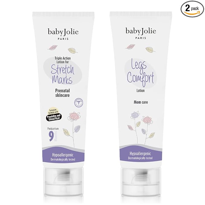 Baby Jolie Pregnancy Skincare Set – Stretch Mark Cream & Comfort Legs Lotion – Hydrating Belly & Leg Care for Expecting Moms