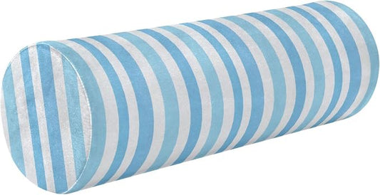 Bolster Pillow and Cover Bed Neck Roll Pillow Round Pillows for Neck Cylinder Pillow Decorative Memory Foam Back Support Light Blue Stripe