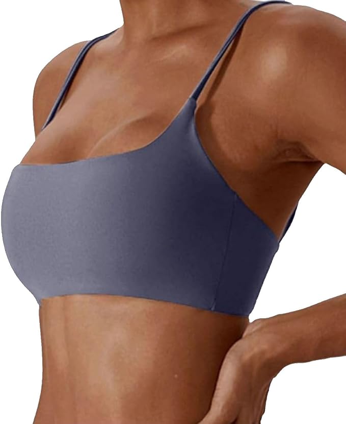 Comper Women's Sports Bras Wirefree Racerback Workout Bras Sexy Thin Straps Yoga Sport Bras with Removable Pads