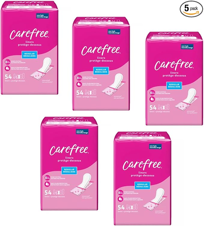 Carefree Acti-Fresh Body Shape Regular To Go Pantiliners - 54 Liners, Pack of 5
