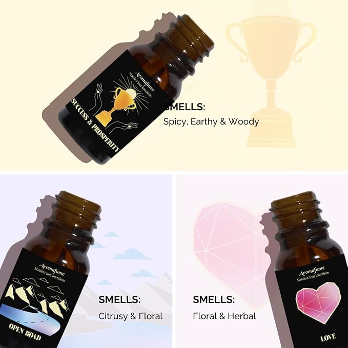 Success & Prosperity, Love & Open Road Oils | 3 x 10 ml | Ideal for Cultivating Love, Welcoming Success etc| Manifestation & Mindfulness