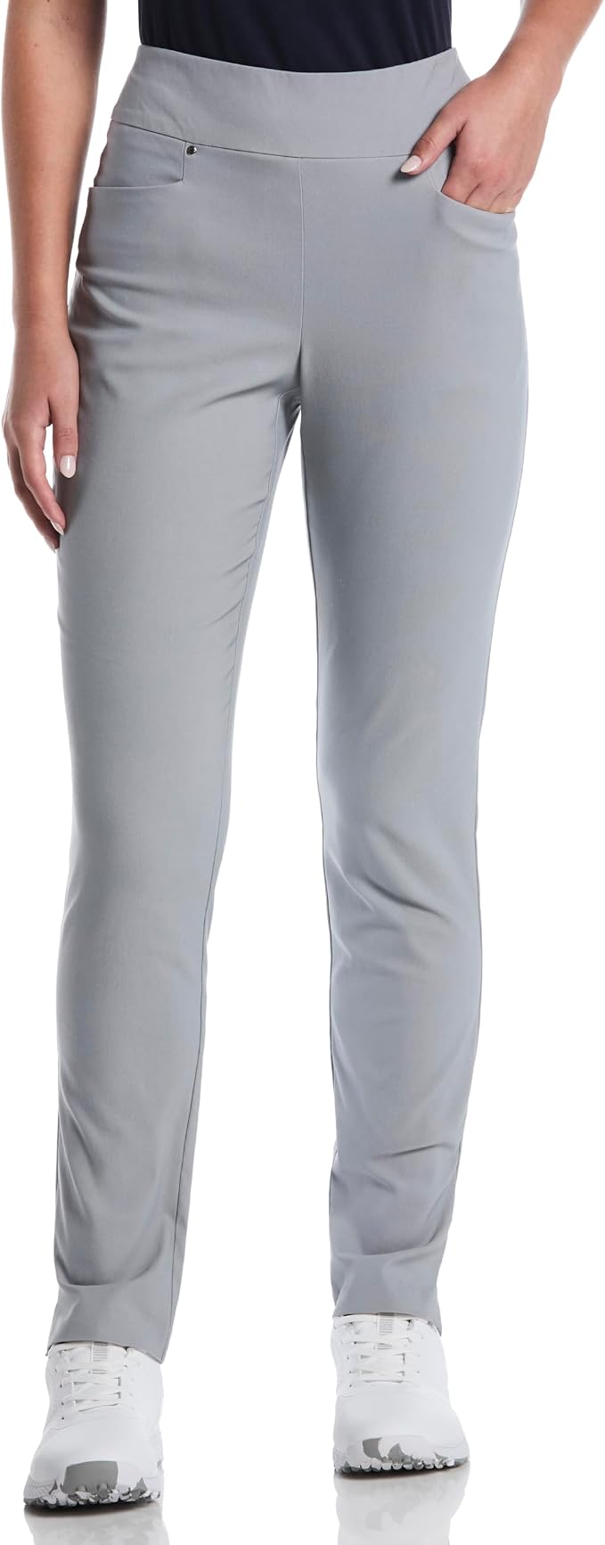 PGA Tour Women's Stretch Golf Pants with Pull-on Waist, 31" & 32" Inseams, Tummy Control, Moisture-Wicking, Sun Protection