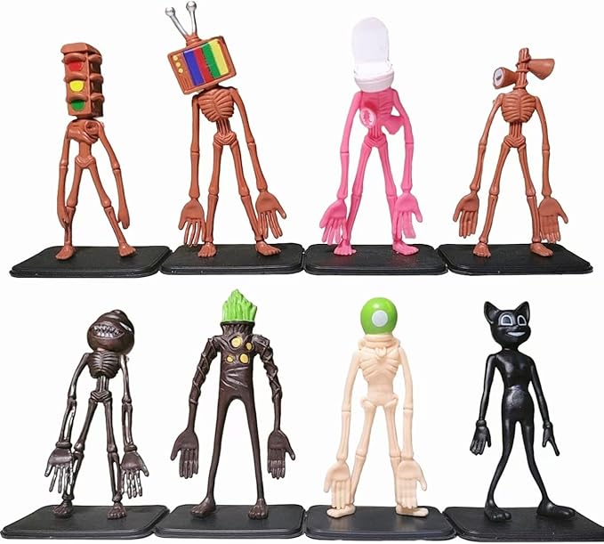6 PCS Siren Head Toys Action Figure Horror Model Doll Gift for Kids Birthday Halloween Christmas Party Toys (8 PCS)