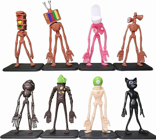 6 PCS Siren Head Toys Action Figure Horror Model Doll Gift for Kids Birthday Halloween Christmas Party Toys (8 PCS)