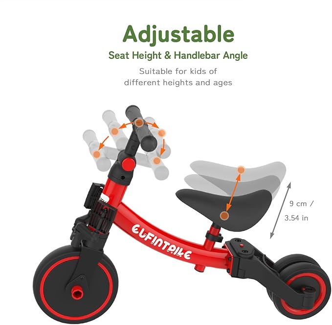 besrey 5 in 1 Toddler Bike for 1 Year to 4 Years Old Kids, Toddler Tricycle Kids Trikes Tricycle, Toys for Boy & Girl, Balance Training, Removable Pedals