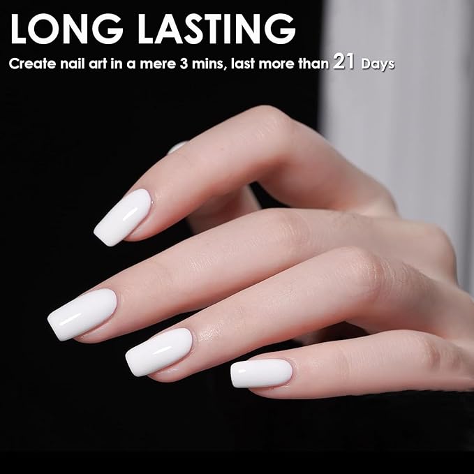 NovaCharm White Fingernail Polish - Milky White Nail Polish - Chip Resistant Long Lasting Nail Varnish - Air Dry Quick Dry Nail Gel - Nail Lacquer Nail Art Polish for Manicure DIY