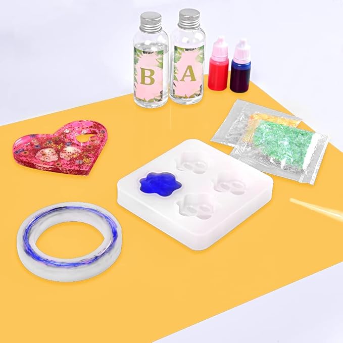 Silicone Mat, IKOCO 15.7"x 11.8" Silicone Craft Mat for Playdough A3 Large Nonstick Resin Molds Sheets for Epoxy Resin Jewelry Casting, Purple and Yellow