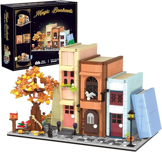 Creative Bookcase Building Set, Cafe House Building Block Toy Gift for Adults,Mini Bricks