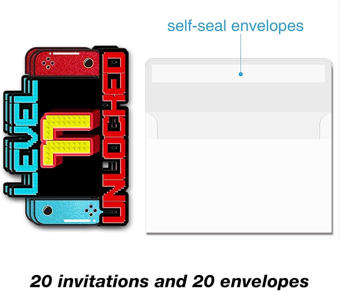 Video Game 11th Birthday Invitations Video Game 11 Year Old Boys Birthday Party Shaped Invitations with Envelopes, Set of 20