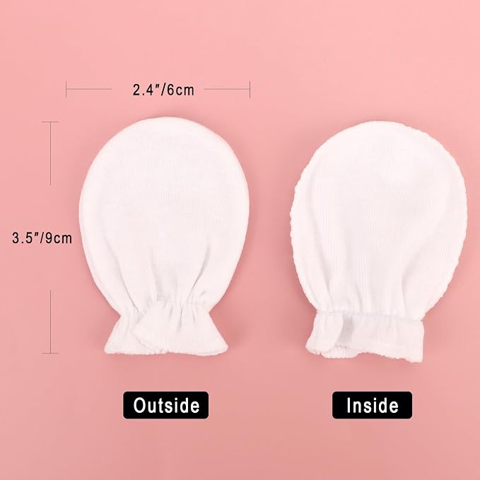 BQUBO Newborn Infant Toddler Mittens No Scratch Cotton Elastic Wrist Gloves Hypoallergenic for 0-6 Months Baby Boys Girls